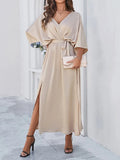 Women's Elegant Tie Waist Maxi Dress