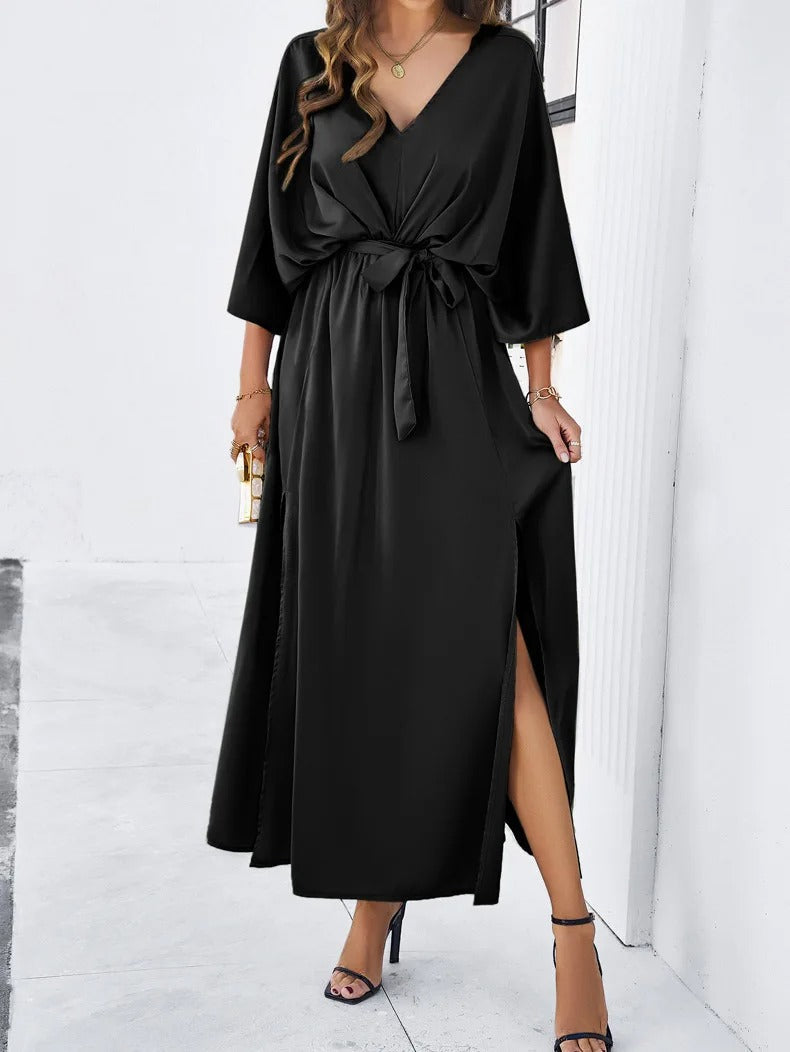 Women's Elegant Tie Waist Maxi Dress