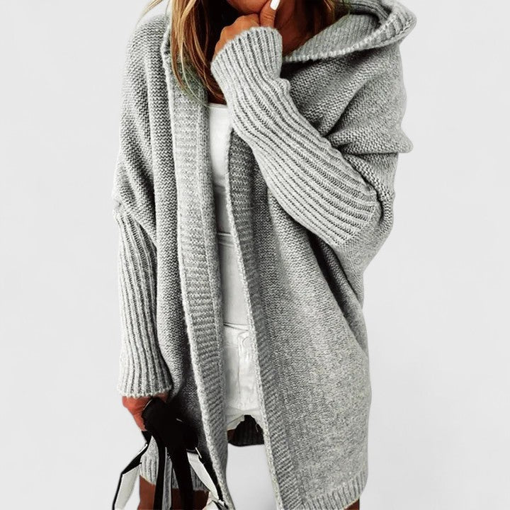 Women's Hooded Open Front Knit Cardigan