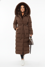 Women’s Belted Hooded Long Puffer Coat