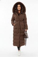 Women’s Belted Hooded Long Puffer Coat