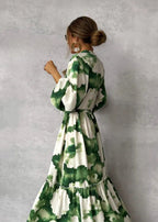 Women's Printed Long Sleeve Maxi Dress