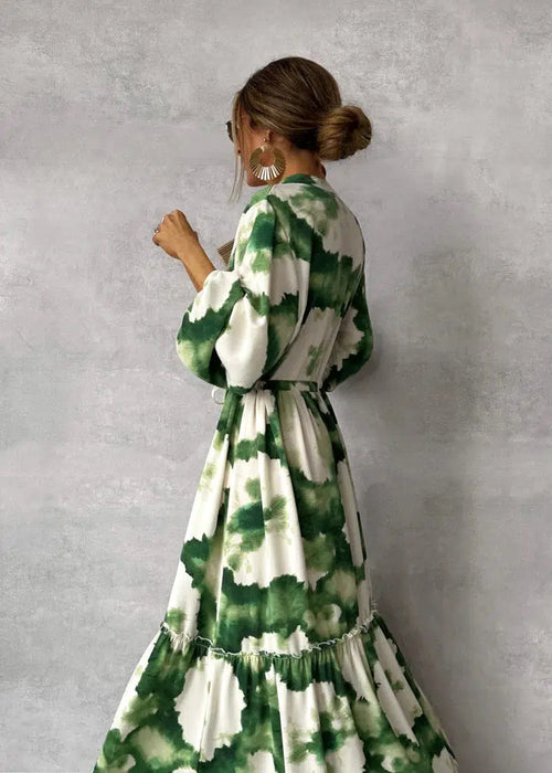 Women's Printed Long Sleeve Maxi Dress