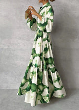 Women's Printed Long Sleeve Maxi Dress
