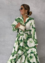 Women's Printed Long Sleeve Maxi Dress