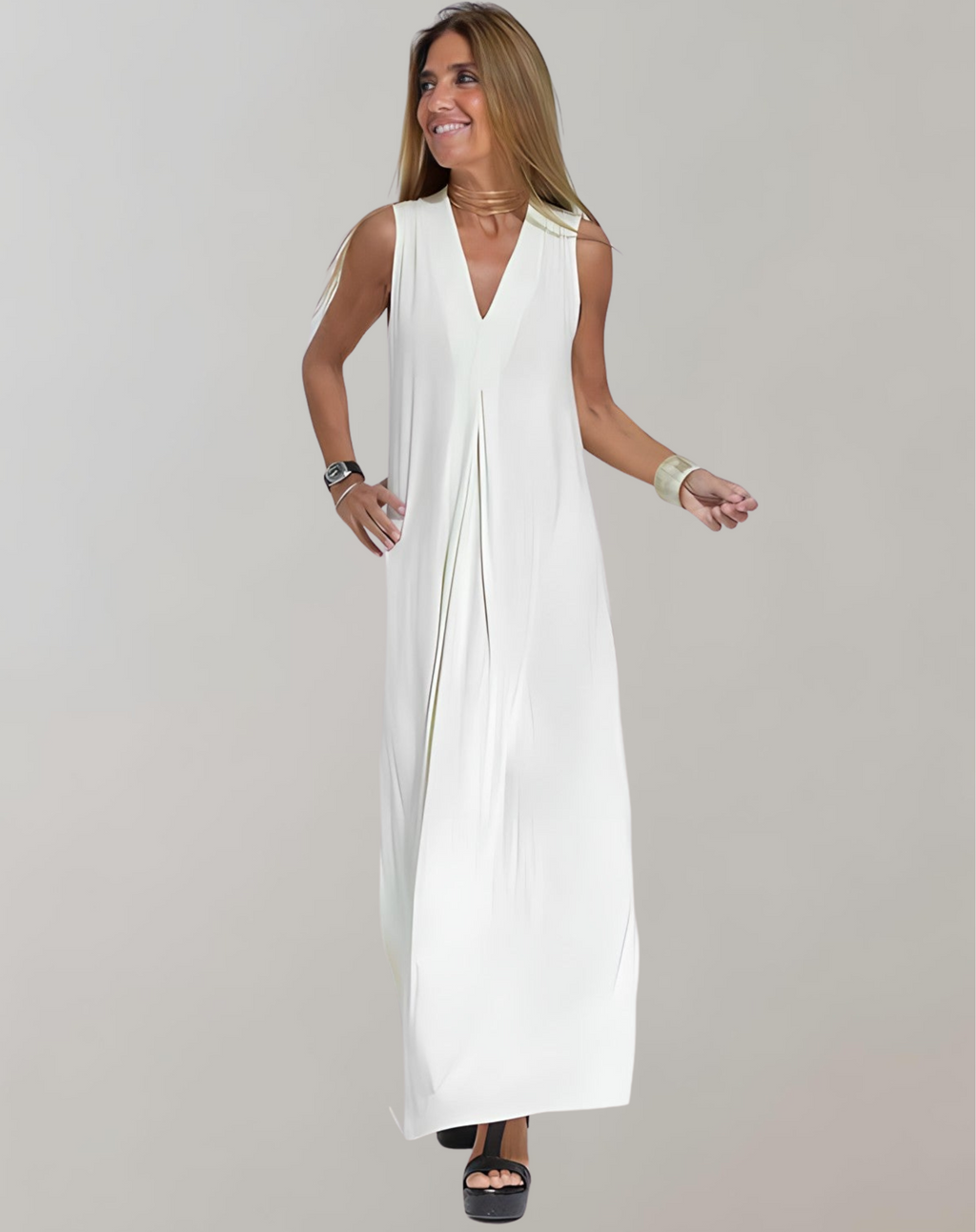 Women's Sleeveless V Neck Maxi Dress