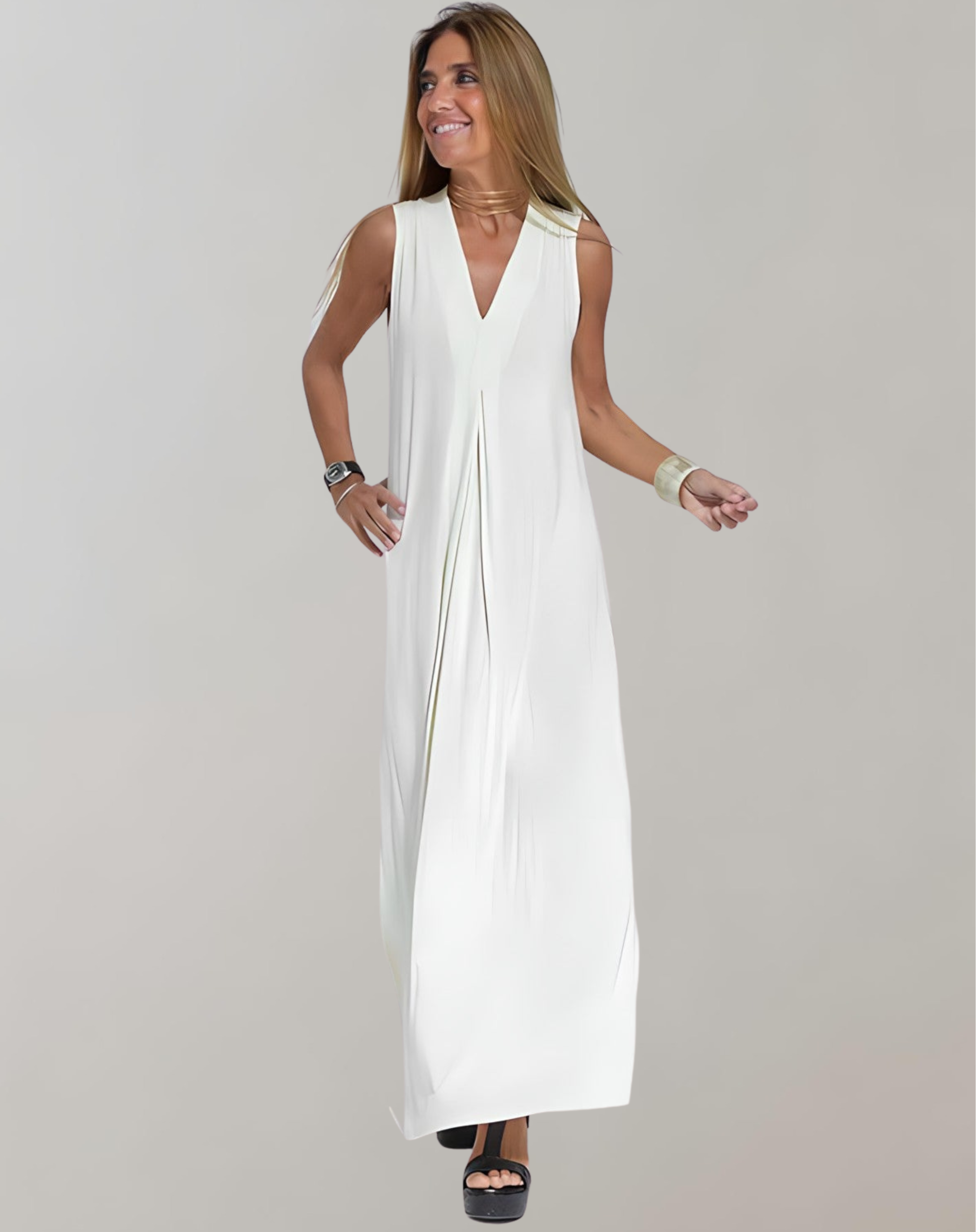 Women's Sleeveless V Neck Maxi Dress