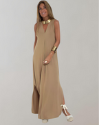 Women's Sleeveless V Neck Maxi Dress
