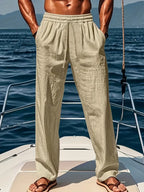 Men's Relaxed Fit Drawstring Linen Pants