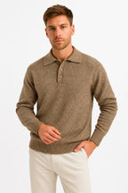 Men’s Long Sleeve Knit Polo Sweater
