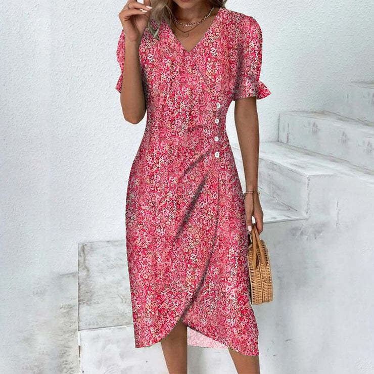 Women’s Floral V-Neck Midi Dress