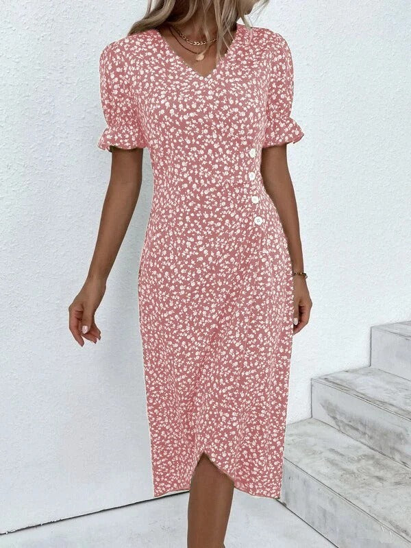 Women’s Floral V-Neck Midi Dress