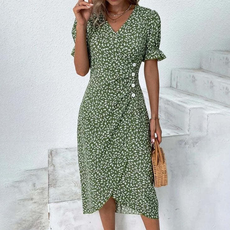 Women’s Floral V-Neck Midi Dress