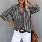 Women's Striped Henley Blouse