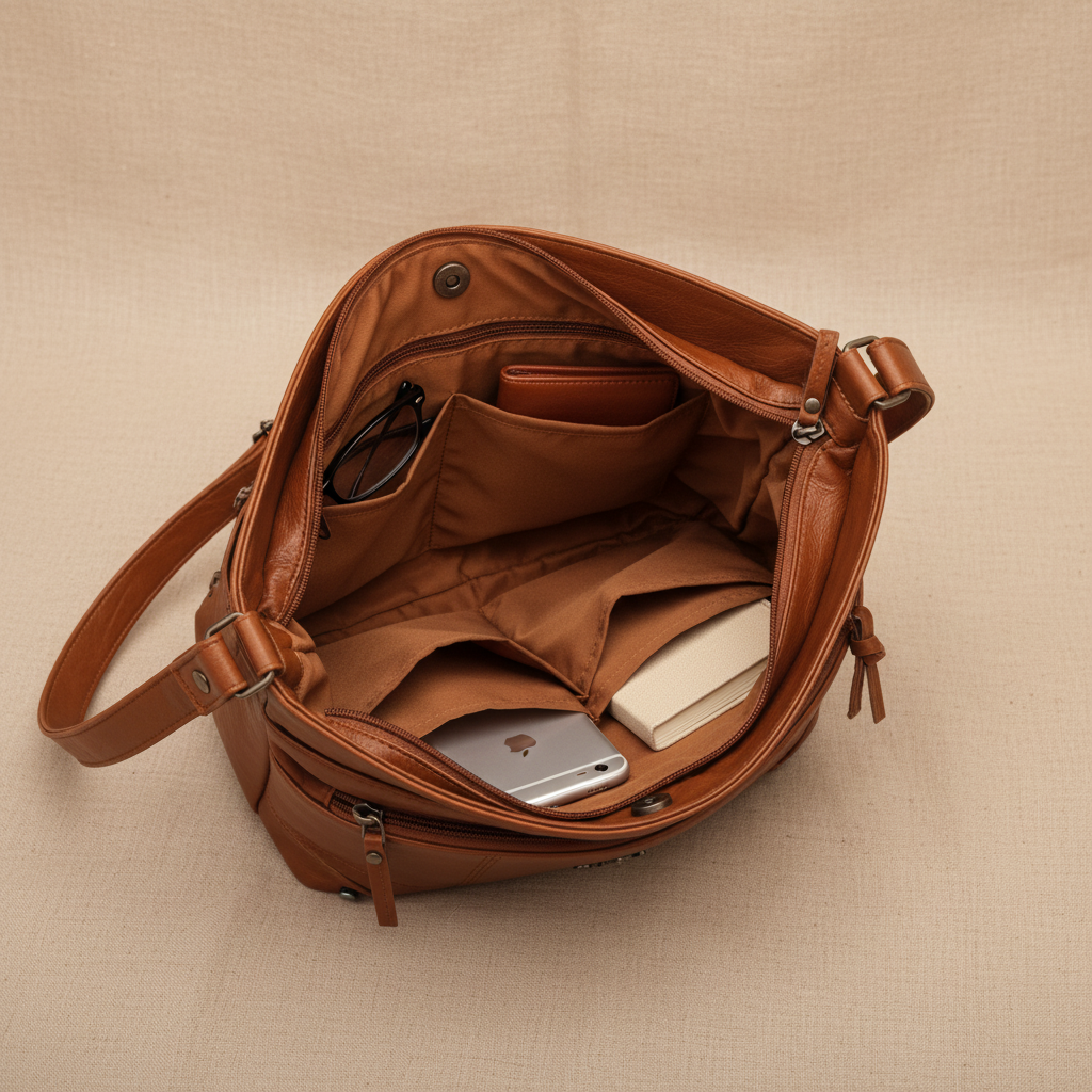 Women's Crossbody Bag with Zipper Pockets