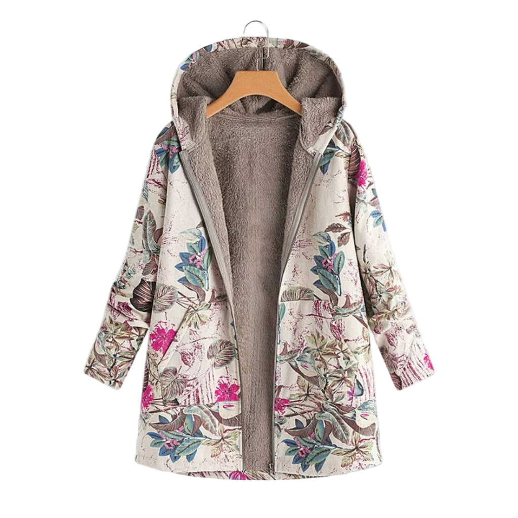 Women’s Floral Print Hooded Longline Jacket