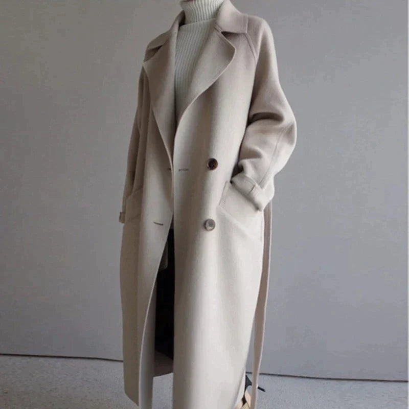 Women’s Oversized Longline Coat with Lapels