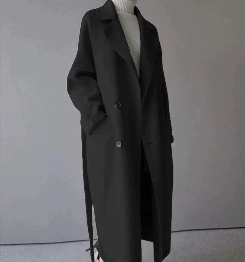 Women’s Oversized Longline Coat with Lapels