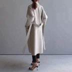 Women’s Oversized Longline Coat with Lapels