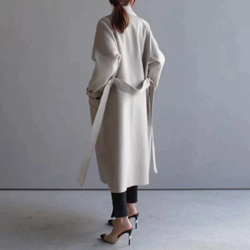 Women’s Oversized Longline Coat with Lapels