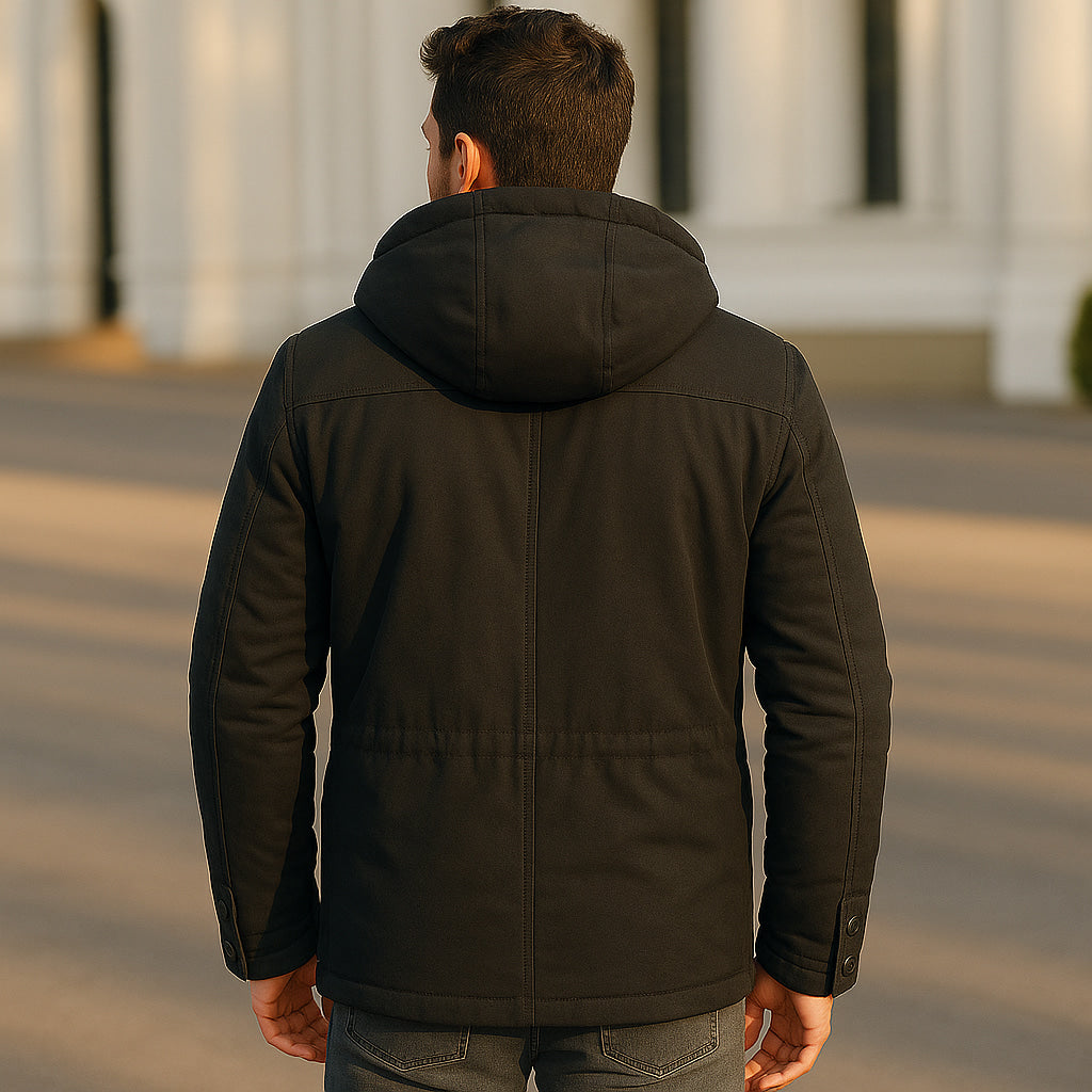 Men's Hooded Casual Jacket With Flap Detail