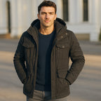 Men's Hooded Casual Jacket With Flap Detail
