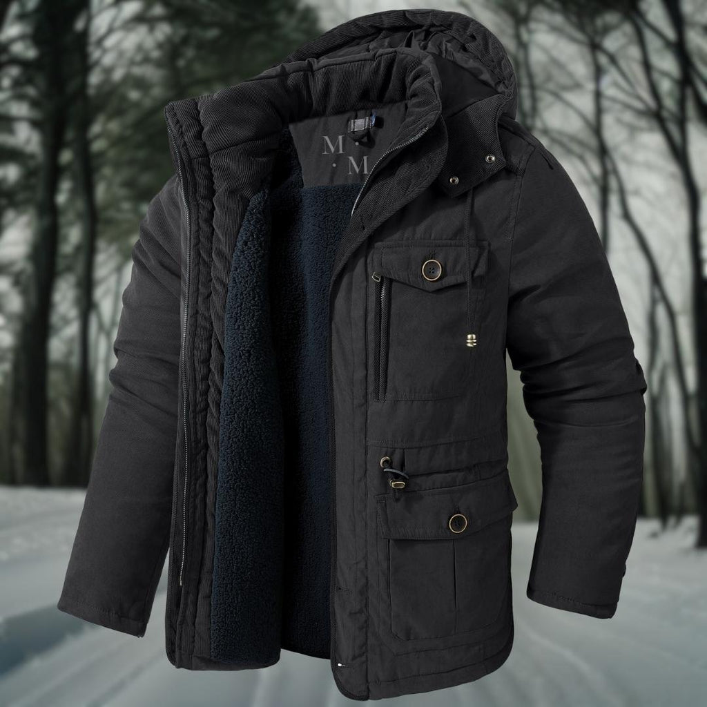 Men's Hooded Casual Jacket With Flap Detail
