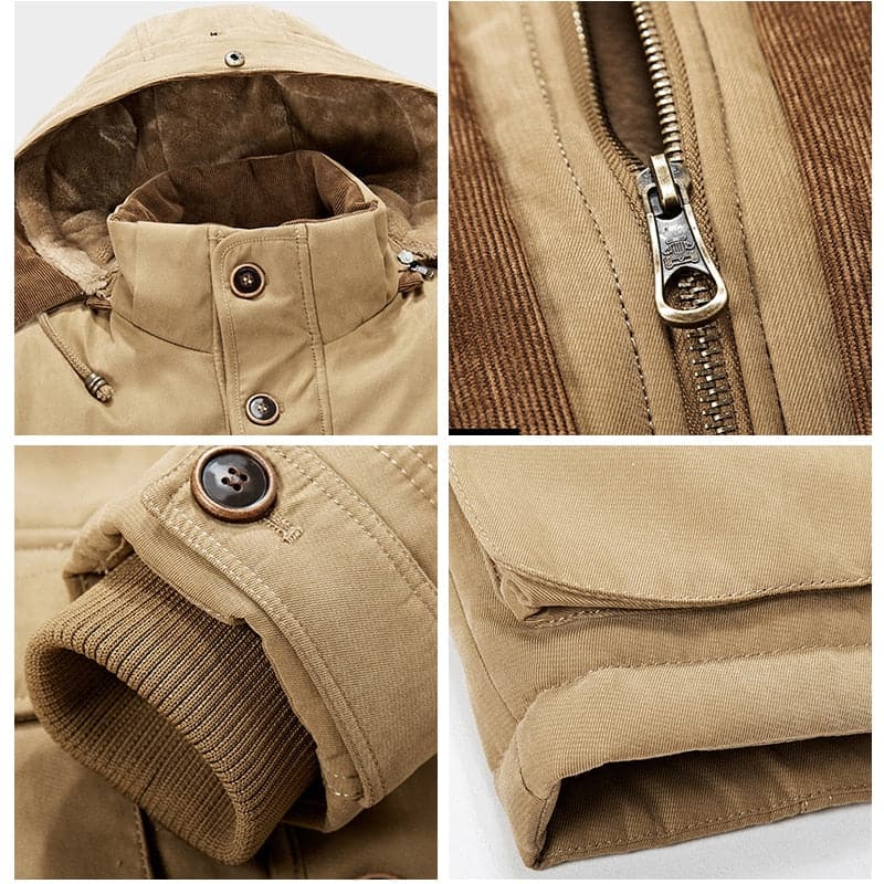 Men's Hooded Casual Jacket With Zip Details