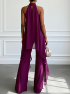 Women’s Pant Set with Asymmetric Halter Top