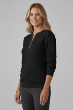 Women’s Cable Knit Half Zip Sweater
