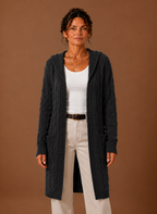 Women’s Hooded Cable Knit Cardigan