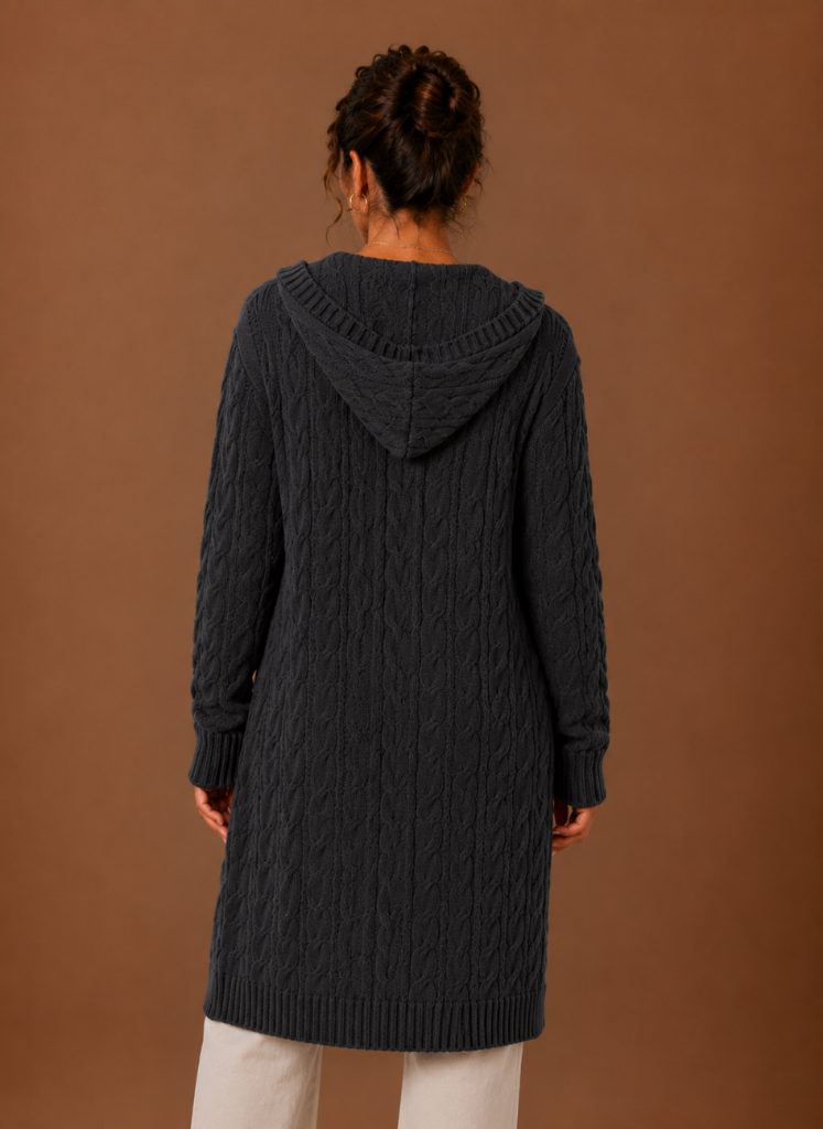 Women’s Hooded Cable Knit Cardigan
