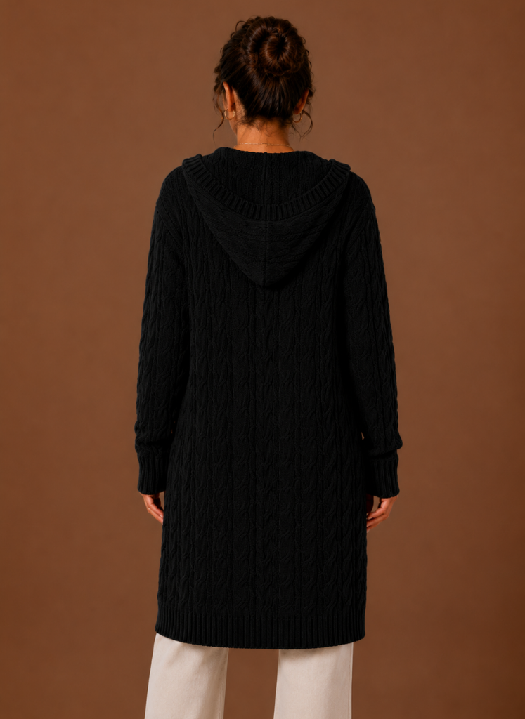 Women’s Hooded Cable Knit Cardigan