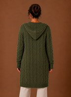 Women’s Hooded Cable Knit Cardigan