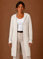 Women’s Hooded Cable Knit Cardigan