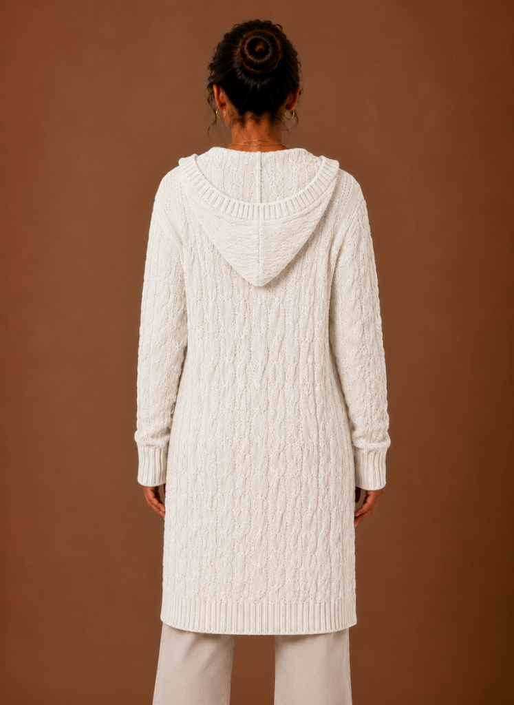 Women’s Hooded Cable Knit Cardigan