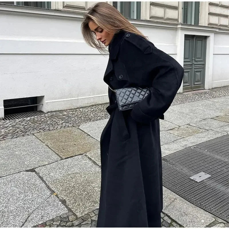 Women's Oversized Belted Long Trench Coat