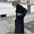 Women's Oversized Belted Long Trench Coat