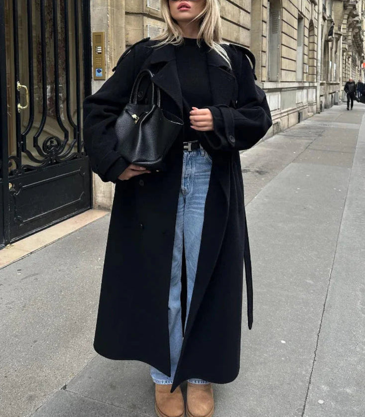Women's Oversized Belted Long Trench Coat
