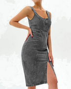 Women's Denim Bodycon Midi Dress