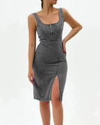 Women's Denim Bodycon Midi Dress