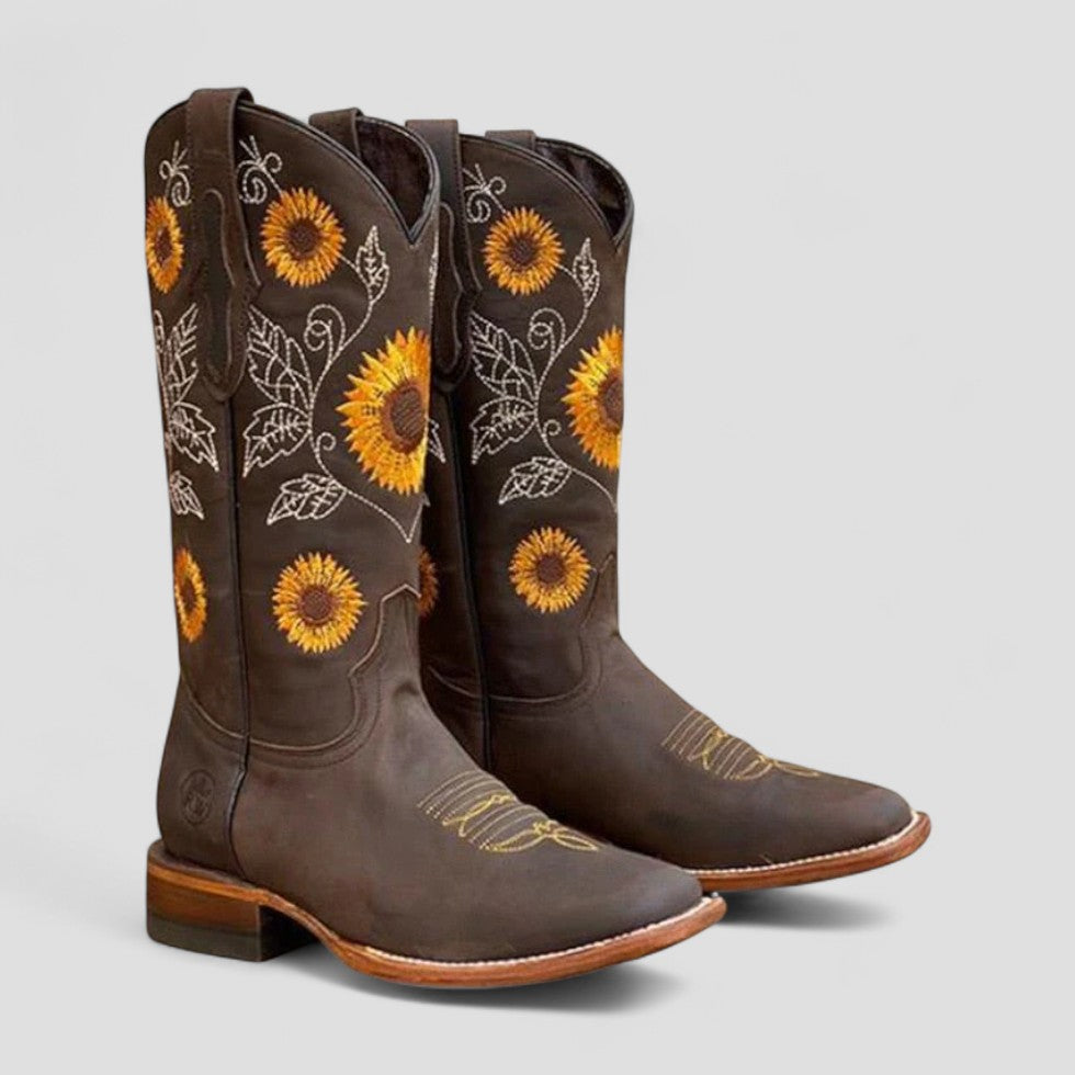 Women's Sunflower Embroidered Western Boots