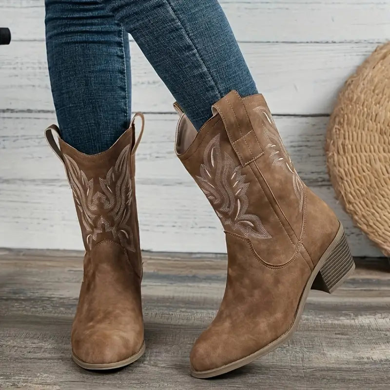 Women's Embroidered Western Ankle Boots