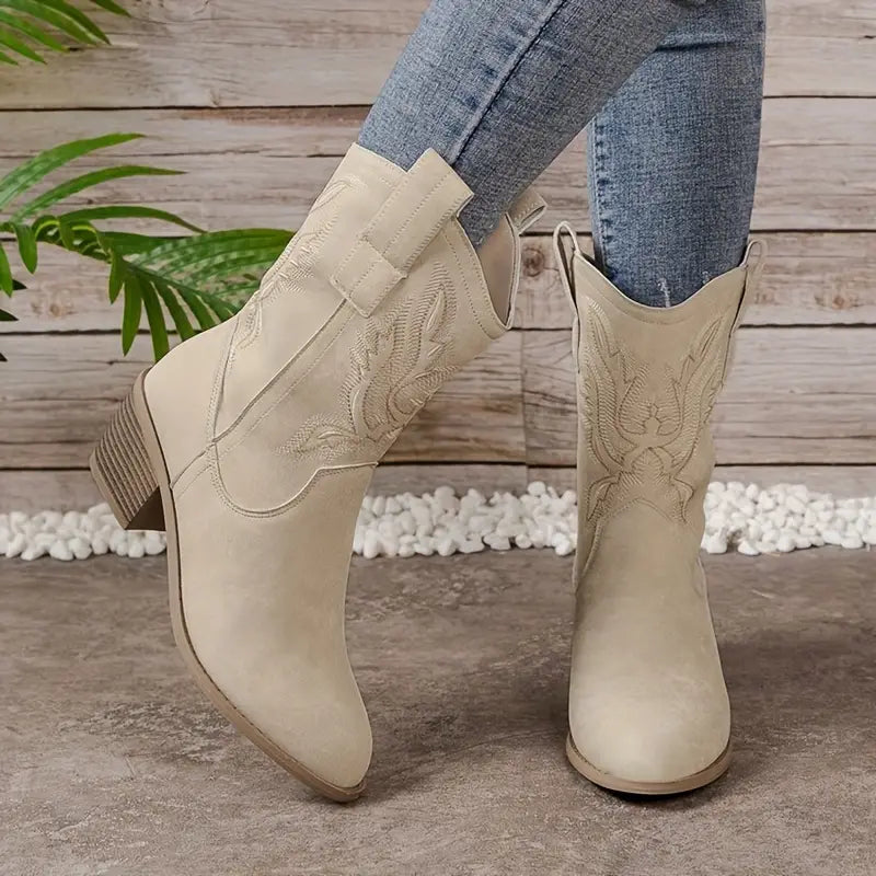 Women's Embroidered Western Ankle Boots