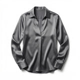 Women’s Long Sleeve V-Neck Satin Blouse