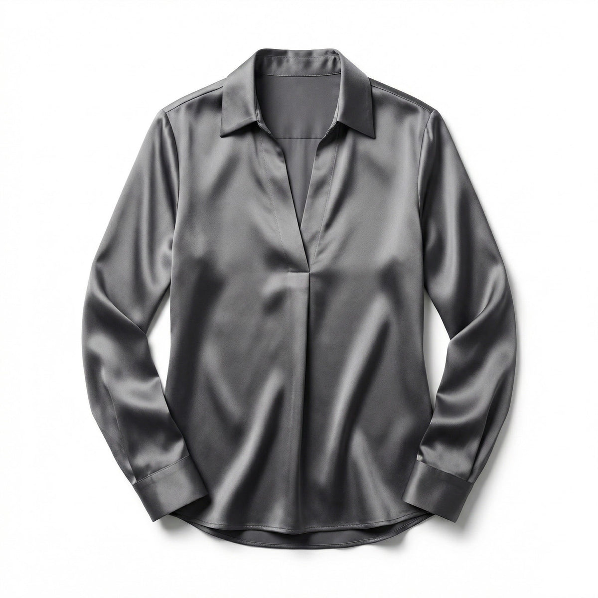 Women’s Long Sleeve V-Neck Satin Blouse