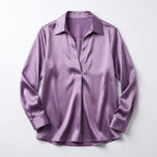 Women’s Long Sleeve V-Neck Satin Blouse