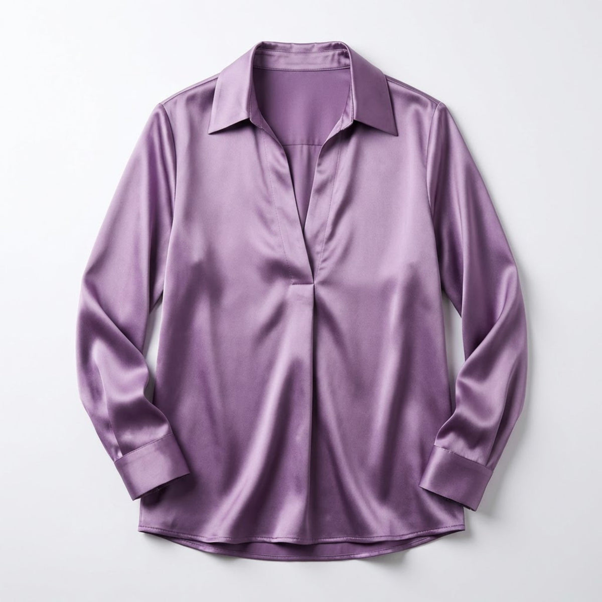 Women’s Long Sleeve V-Neck Satin Blouse