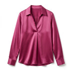 Women’s Long Sleeve V-Neck Satin Blouse
