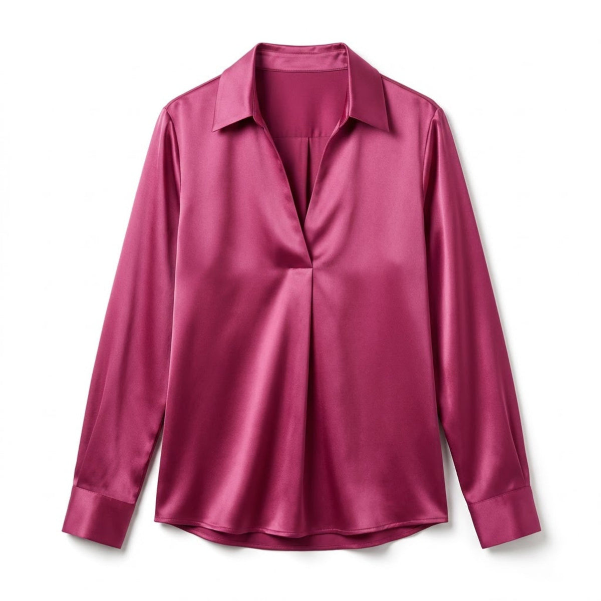 Women’s Long Sleeve V-Neck Satin Blouse